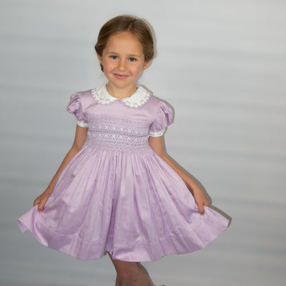 Hand smocked CALLIE dress lilac