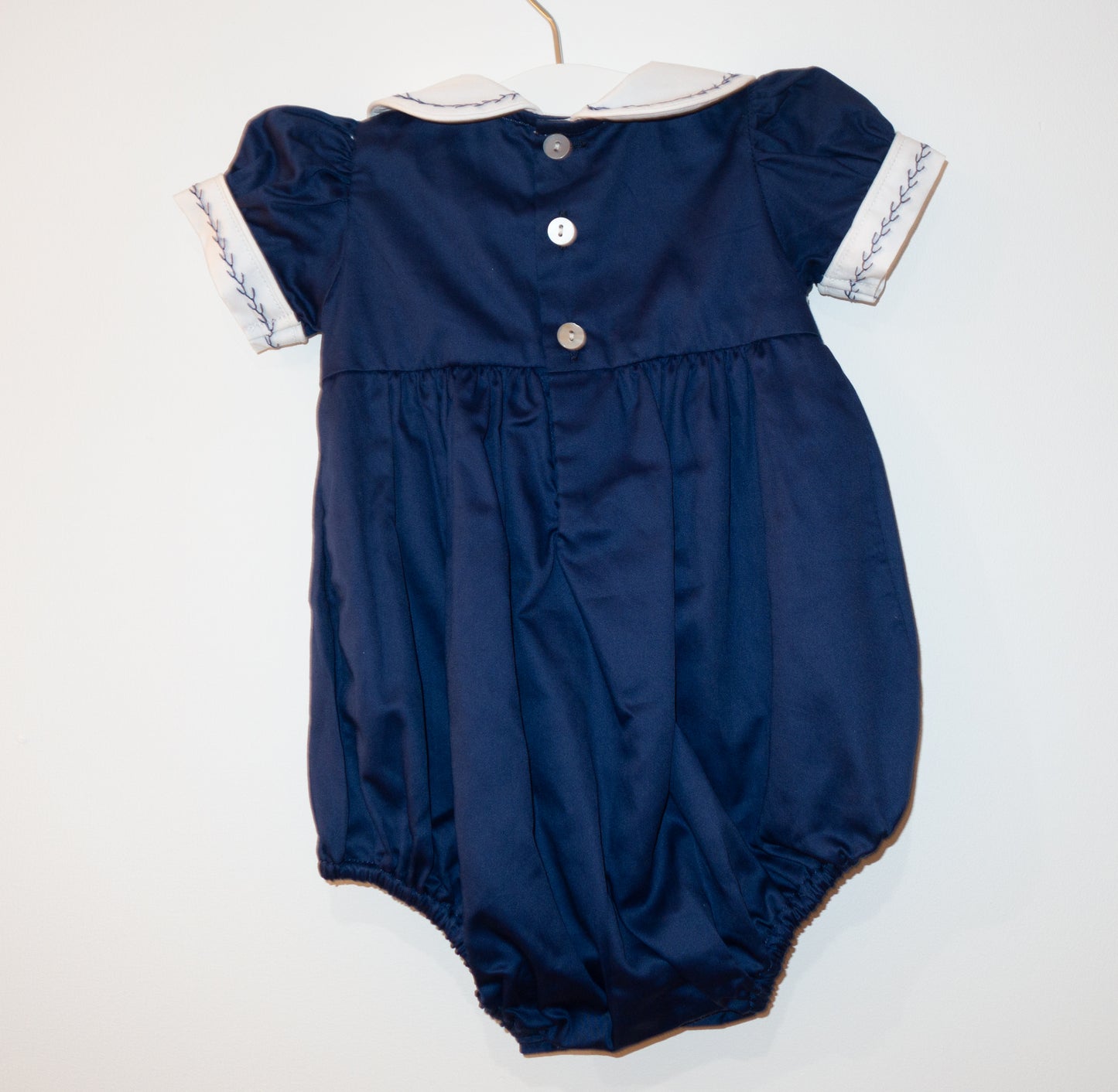 Navy Blue Hand Smocked REGAL Romper