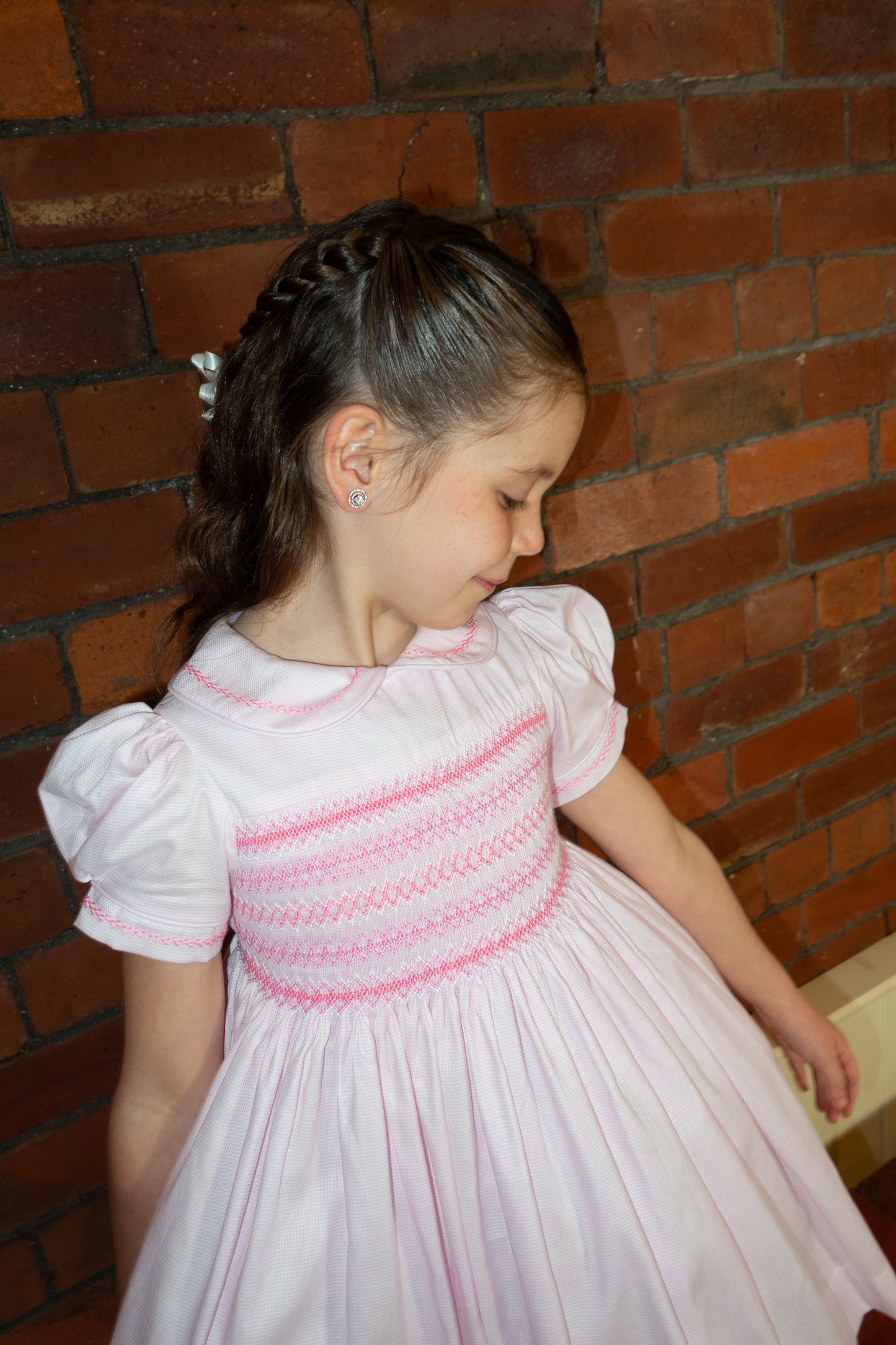 Hand smocked CHARLIE dress in soft pink