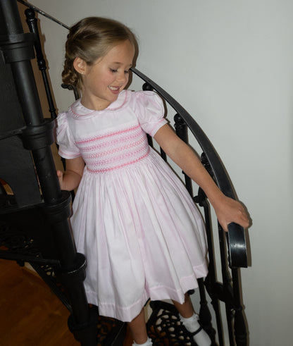 Hand smocked CHARLIE dress in soft pink