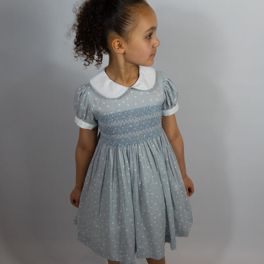 Hand smocked Spotty dress